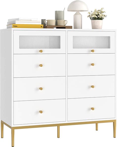 Finetones White Dresser 8 Drawer Dresser Double Dresser For Bedroom