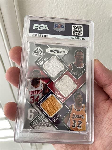 PSA 2009 SP Game Used Jersey 6 Star Swatches Jordan Shaq Magic Hakeem