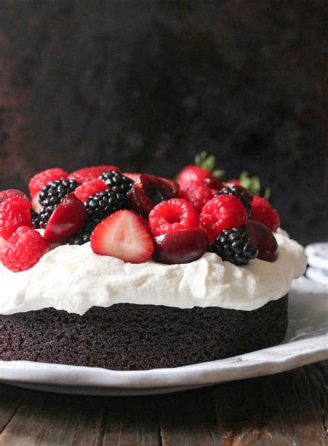 Foolproof Chocolate Cake With Whipped Cream And Fresh Berries Domesticate Me