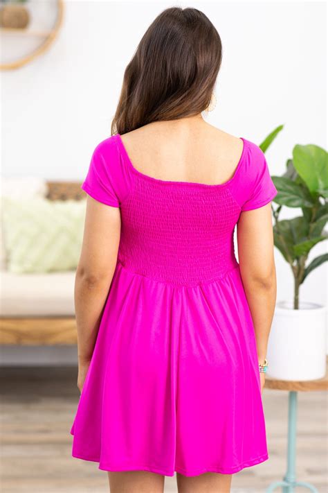 Fuchsia Smocked Bodice Built In Shorts Dress · Filly Flair