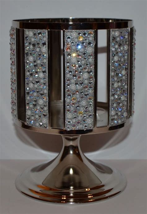 Bath Body Works Pearls Gems Pedestal Large 3 Wick Candle Holder