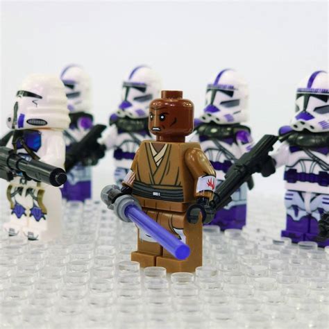 7pcs Star Wars Mace Windu 187th Legion Commander Clone Troopers