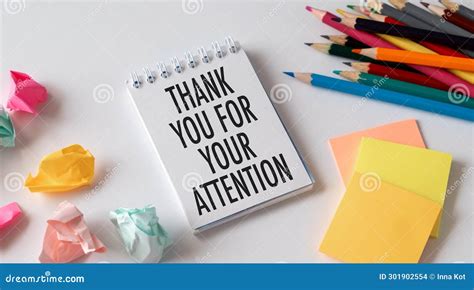 Creative Concept Thank You For Your Attention Text On Notebook On White