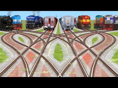 9 TRAINS CROSSING BY CURVED BRANCHED RAILROAD Train Videos Indian