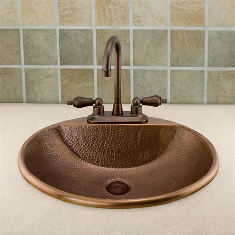 18 Phoebe Oval Hammered Copper Drop In Basin Copper Sink Bathroom Copper Bathroom Copper