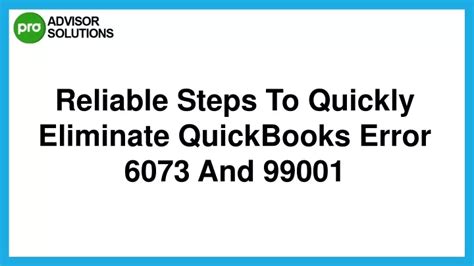 PPT How To Deal With QuickBooks Error 6073 And 99001 PowerPoint