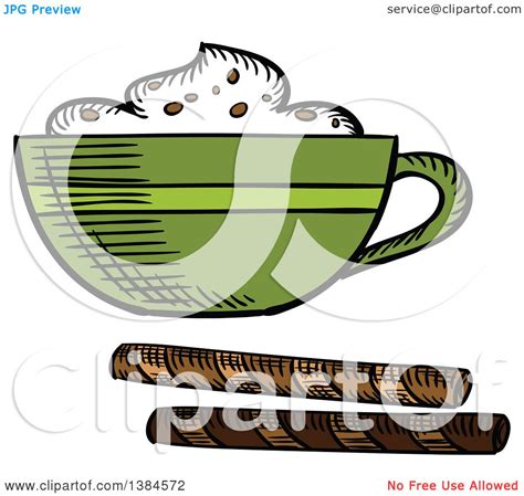 Clipart of a Sketched Frothy Coffee - Royalty Free Vector Illustration ...