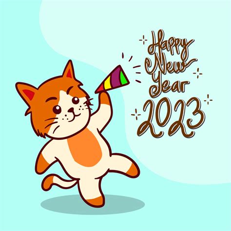 Cute Cat Wishes You A Happy New Year 15278242 Vector Art At Vecteezy