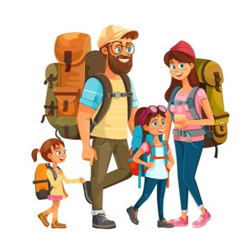 Family Go To Camping With Backpacks On Their Backs Isolated, Family, People, Boy PNG Transparent ...