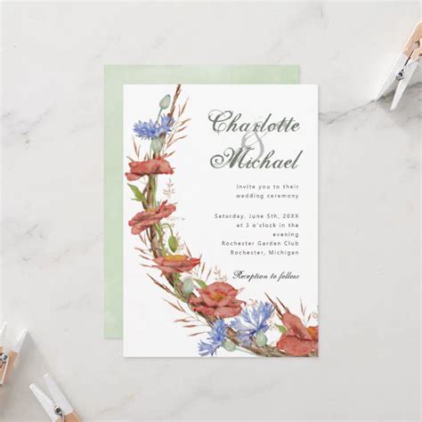 Watercolor Wildflowers Wedding Invitation Zazzle