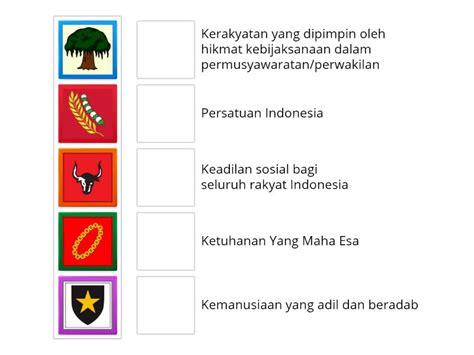 Menjodohkan Lambang Sila Pancasila Dengan Bunyi Sila Pancasila Match Up