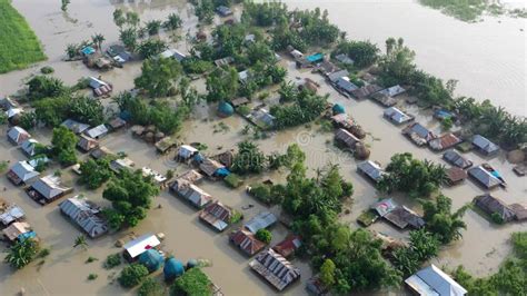 Flood Affected Villages Submerged Homes Waterlogged Communities