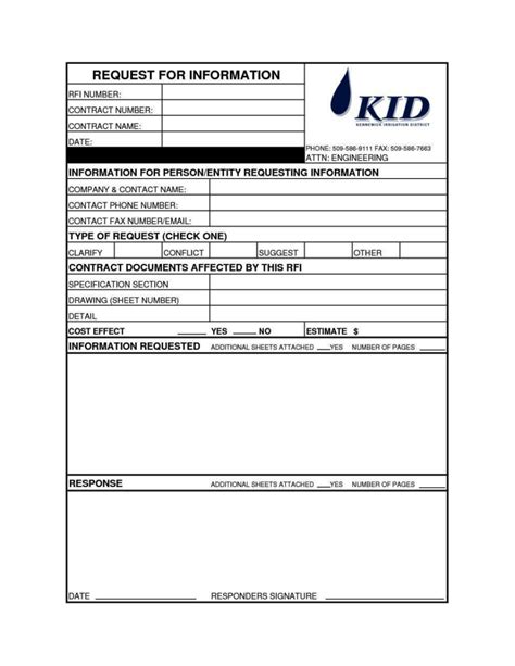 Fillable Rfi Form Printable Forms Free Online