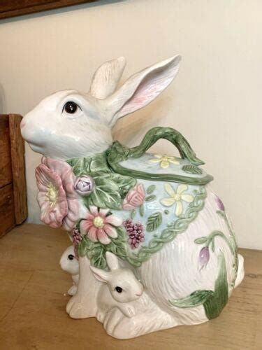 Fitz And Floyd Fauna And Flora Bunny Cookie Jar New In Box