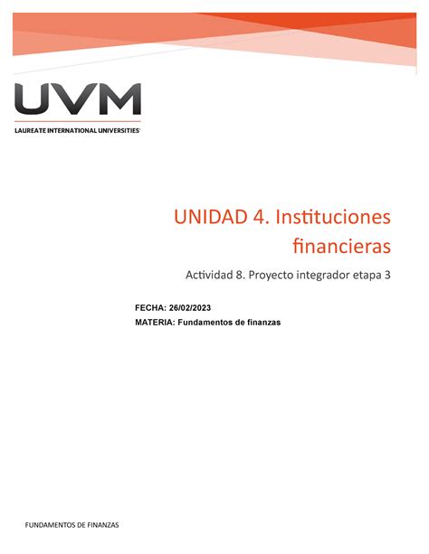 A Proyecto Integrador Etapa Fundamentos De Finanzas