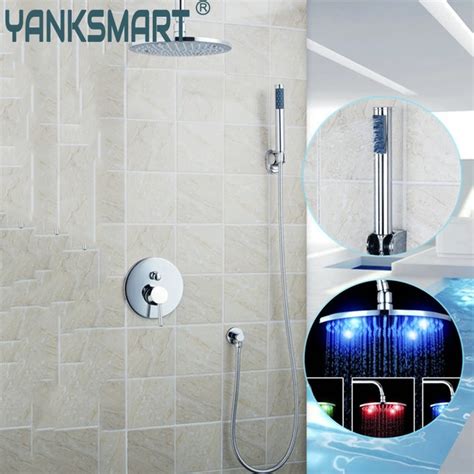 Yanksmart Conjunto De Chuveiro De 8 Polegadas Redondo Led 3 Cores