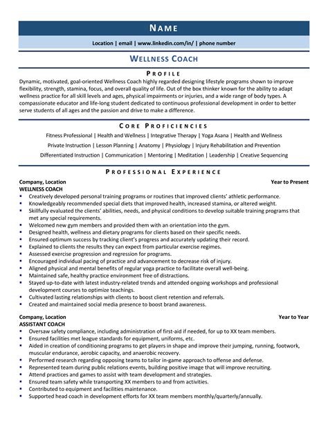 Wellness Coach Resume Example And Guide 2021 Wellness Coach Resume