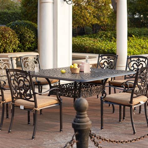 Darlee Santa Barbara 9 Piece Cast Aluminum Patio Dining Set With Square Table Antique Bronze