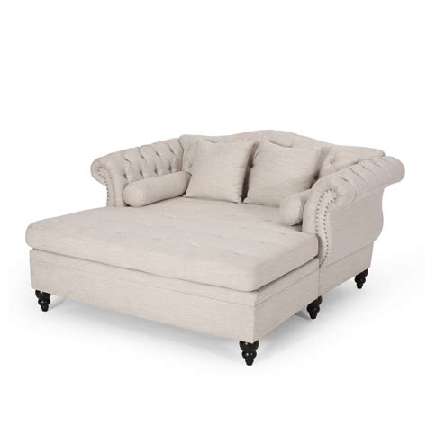 Noble House Sonne Tufted & Nail head Trim Chaise Lounge, Beige - Walmart.com - Walmart.com