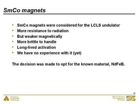 Magnet Material Choice Liz Moog Lcls Undulator System