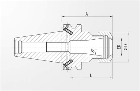 Collet Chuck Type ER JIS B 6339 2 BT40 1 WA 2 052000 3 052010 4