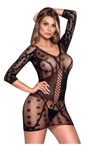 Lingerie Sexy Mini Vestido Detalhada Furos Sensual Frete Gr Tis