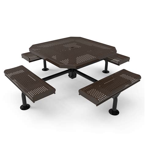 46 ELITE Nexus Rolled Edge Octagon Thermoplastic Steel Picnic Table