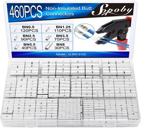 460PCS Non Insulated Butt Connectors Kit Sopoby Butt Splice Connectors