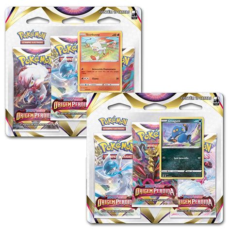 Kit De Cartas Pokemon Blister Triplo Origem Perdida Pacotes Carta