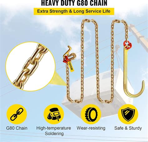 Buy VEVOR J Hook Chain 5 16 In X 10 Ft Tow Chain Bridle Grade 80 J