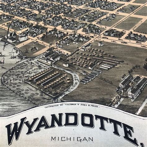 This Birds Eye View Print Of Wyandotte Michigan Was Drawn And