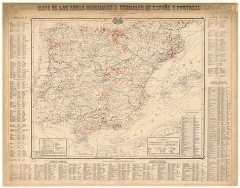 Mapa De Las Aguas Minerales Y Termales De Espana Y Portugal Frederico