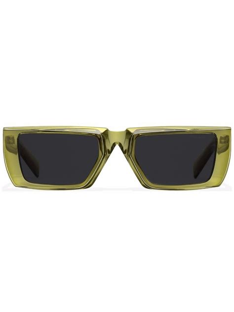 Khaki Green Acetate Prada Runway Sunglasses From Prada Eyewear Featuring Square Frame Tinted