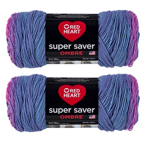 Red Heart Super Saver Jumbo Sweet Treat Ombre Yarn 2 Pack Of 283g