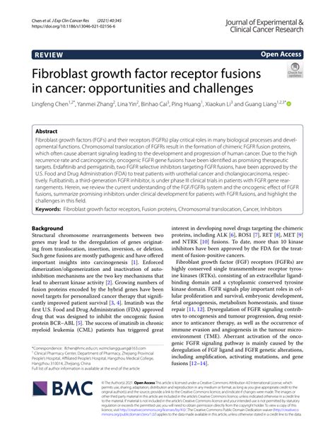 Pdf Fibroblast Growth Factor Receptor Fusions In Cancer