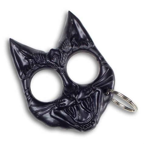 Black Cat Self Defense Keychain Cat Knuckle Keychains Cat Brass Knuckles Keychain Kombativ