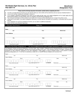 Fillable Online Beneficiary Designation Form PDF Fax Email Print