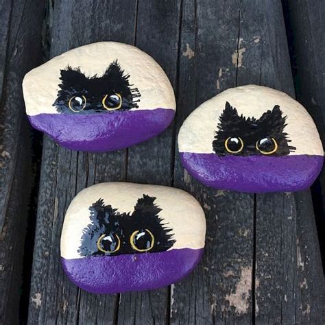 50 Inspiring Diy Painted Rocks Animals Cats For Summer Ideas 38