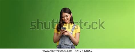 Outgoing Cute Asian Brunette Woman Scroll Stock Photo 2217313869 Shutterstock