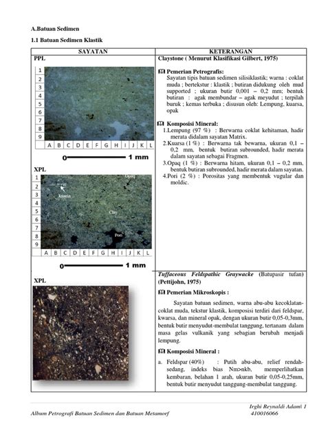 Album Sayatan Tipis Batuan Sedimen Dan Batuan Metamorf Pdf