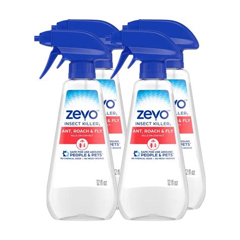 Zevo 12 Oz Ant Roach And Fly Multi Insect Killer Trigger Spray Multi Pack 4 078557165042