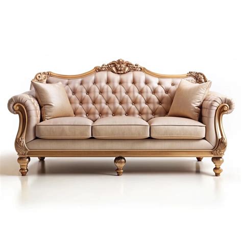 A Gold Couch With A Gold And White Pattern Premium Ai Generated Image