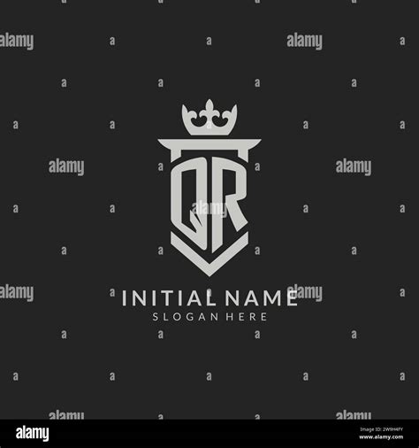 Initial QR Shield And Crown Logo Style Vector Graphic Stock Vector