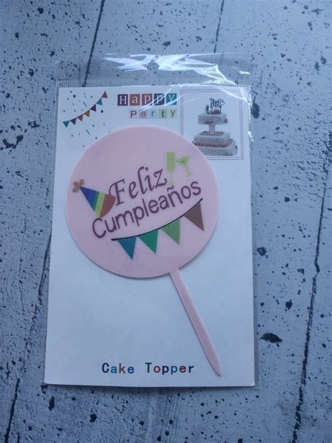 Topper plastico Feliz Cumpleaños Insumos pasteleros Nqn