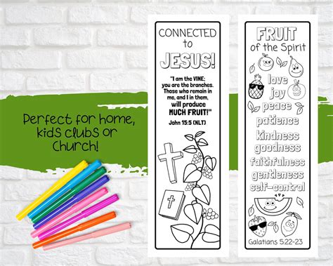 Fruit Of The Spirit Printable Coloring Bookmarks Galatians 5 Sunday