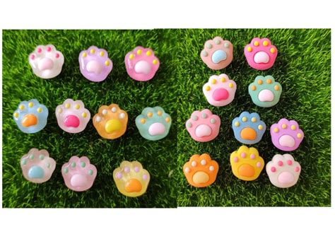 16mm Kawaii Cartoon Cat Bear Paw Flatback Resin Cabochon Cute Flat