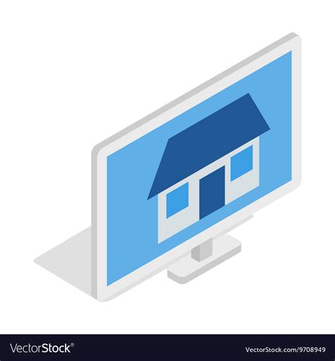 House on laptop screen icon isometric 3d style Vector Image