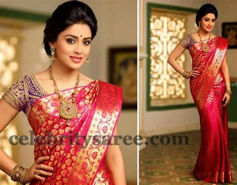 Shriya Bright Pink Kanchi Saree Saree Blouse Patterns