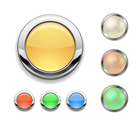 Premium Vector Metal Round Button Icon Set