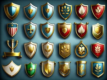 A Set Of Shields With Different Colors And Designs Image Design Id